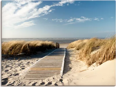 Produktbild von ARTland Leinwandbild Nordseestrand auf Langeoog - Steg Größe: 80x60 cm
