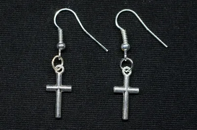 Produktbild von Kreuz Ohrringe Miniblings Ohrhänger Kreuze Jesus Gothic Punk Kreuzohrringe silber