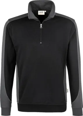 Produktbild von HAKRO Zip-Sweatshirt Contrast Mikralinar® 476, schwarz/anthrazit, 4XL