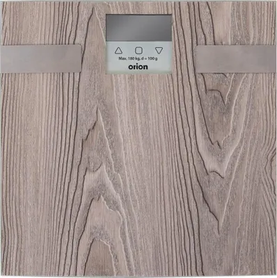 Produktbild von ORION Badezimmerwaage aus GLAS elektronische Personenwaage Tragkraft 180 kg + BMI Holzimitation