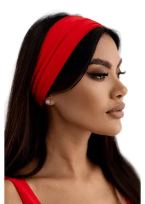 Productafbeelding van Damesturband, breed, elastisch, zacht, haarband, haarspeldjes, zwart, rood, one size, 1 stuk