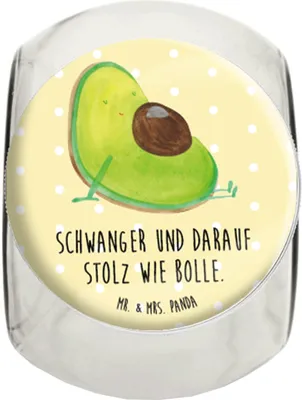 Produktbild von Mr. & Mrs. Panda Bonbonglas Avocado Schwangerschaft XL 2000ml - Gelb Pastell - Geschenk, Baby, Vorratsbehälter, Geburt, Kaffeedose, Teedose, Liebe, Bonboniere, Wunder