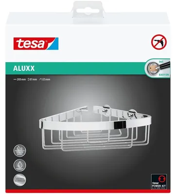 Produktbild von tesa Eck-Duschablage Aluxx zum Kleben dreieckig 1 Ablage verchromt 21 cm