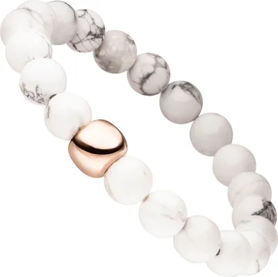 Produktbild von Kugel-Armband mit Howlith 925 Silber Zwischen-Element rotgold vergoldet dehnbar
