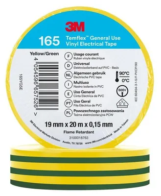 Produktbild von Isolierband Temflex 165 PVC 19mm x 20m 3M 7100184800 Gelb/Grün