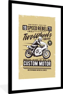 Produktbild von MuchoWow® MuchoWow® Gerahmtes Poster Motorrad - Briefe - Jahrgang 60x90 cm - Poster mit zchwarzem Bilderrahmen - Dekoration - Wandposter Wohnzimmer - Hochwertig