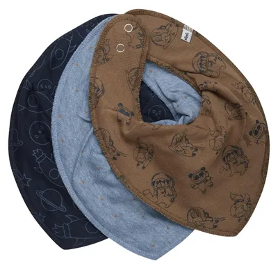 Produktbild von PIPPI Unisex Baby Bandana Bib Boy-AOP (3-Pack) dreieck Lätzchen, Ashley Blue, On