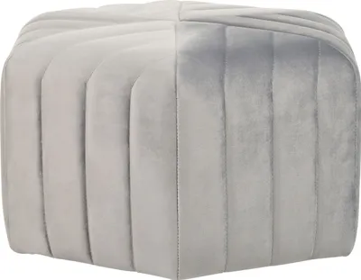 Obrázek produktu pro BELIANI Puf šedý sametový taburet 29 x 53 x 48 cm čalouněná šestihranná podnožka glamour styl