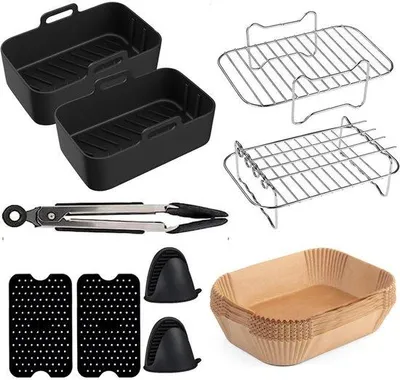 Obrázek produktu pro Sada k horkovzdušné fritéze, dvojitý sáček s uchem, plech na pečení, 2 černé kusy