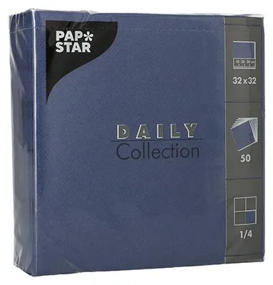 Zdjęcie produktu dla 700 serwetek Papstar DAILY Collection 1/4-składane 32 cm x 32 cm ciemnoniebieskie 89630