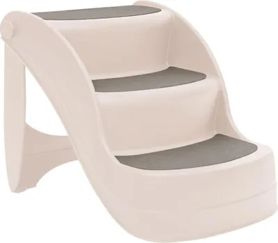 Produktbild von vidaXL Hundetreppe mit 3 Stufen Klappbar Creme 50x38x38 cm Kunststoff