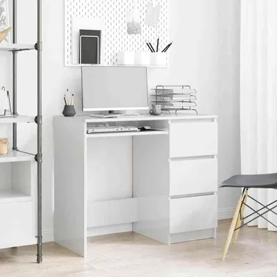 Produktbild von vidaXL Stôl s vysokým leskom biely 90x45x76 cm Drevo Materiál