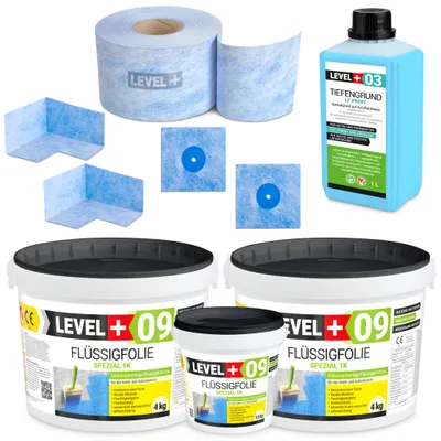 Produktbild von Dicht-Set für Bad Dusche, Balkon Abdichtung Dichtband Flussigfolie 9,5kg SET65