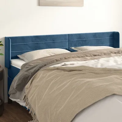 Produktbild von Kopfteil mit Ohren Dunkelblau 183x16x78/88 cm Samt
