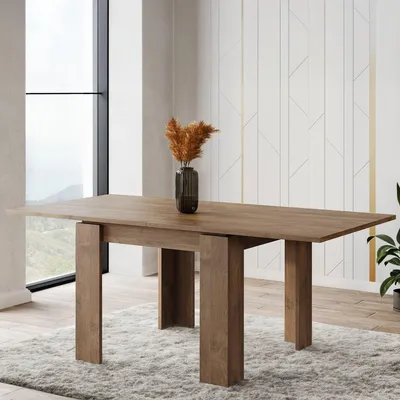 Image de Popoli - Table extensible, 180x90x78h cm noyer brun, extensible