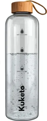 Produktbild von Kuketo | Glasflasche 1 l - Transparent - Motivationsskala - Bruchfest und Stilvoll