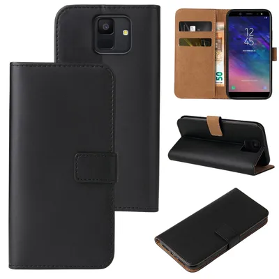Produktbild von Handyhülle für Samsung Galaxy A6 (2018) Klapphülle Bookcase Flip Cover Hülle Handy Tasche Etui Farbe: Schwarz
