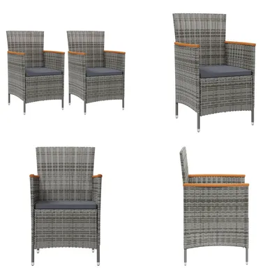 Immagine prodotto di vidaXL Sedie da pranzo da giardino 2 pz. Poly Rattan Grigio - Sedia da pranzo da giardino - Sedie da pranzo da giardino - Sedia da giardino - Sedia da pranzo