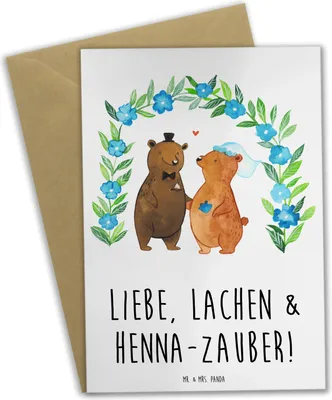 Produktbild von Mr. & Mrs. Panda Grußkarte Henna-Abend Magie - Weiß - Geschenk, magischer Abend, hochzeitskarten, Feierlichkeiten, Familie, glückwunschkarten, Freude, Geschenke, Heiraten