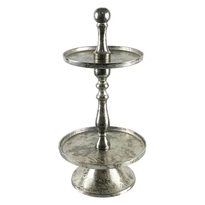 Produktbild von Countryfield Etagere 2-stöckig hochwertig Aluminium versilbert Antikoptik 30x60cm