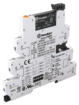 Obrázok produktu pre Finder 39.81.0.024.0060. Farba výrobku: modrá, Napätie cievky: 24 V. Vstupná frekvencia striedavého prúdu: 50 - 60 Hz (398100240060)