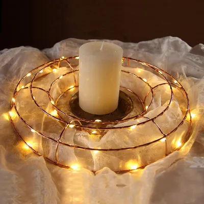 Produktbild von Kranz Ø 30 cm aus kupferfarbenem Draht Adventskranz mit 35 LED warmweiß Weihnachtskranz