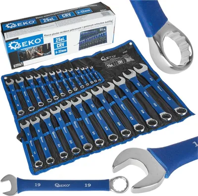 Immagine prodotto di Set 25 chiavi combinate ,chiavi inglesi, professionali,chiavi anello e forchetta in acciaio Cr-V ,con impugnatura in gomma antiscivolo,6–32 mm