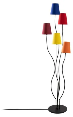 Image de Lampadaire Lampe sur pied en métal et tissu multicolore hauteur 160 cm 5 lumières E14 max 40 W Moderne