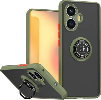 Produktbild von Hülle für Realme 10 Pro+ Matte Transluzent TPU Stoßfest Schutzhülle mit Ring Halter Ständer Grün