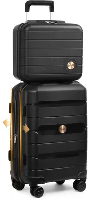 Productafbeelding van Koffer trolley, handbagage, 55 cm, uitbreidbaar, TSA-slot, zwart, 100% polypropyleen, 360° spinnerwielen