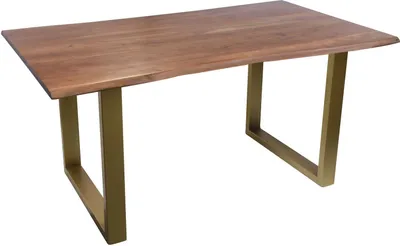 Produktbild von Baumkante-Esstisch TABLES & CO 160 x 85 cm Akazie nussfarben Messingfarben
