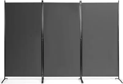 Produktbild von 3-teiliges Sichtschutzgitter für Wohnzimmer, Büro, 260 x 183 cm, Schwarz/Weiss/Grau/Braun (Grau)