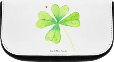 Produktbild von Mr. & Mrs. Panda Kosmetiktasche Blume Kleeblatt - Weiß - Geschenk, Make-Up Tasche, Glücksbringer, Neuanfang, kosmetiktäschchen, Motivation, Blumen, Kulturtasche, Umzug