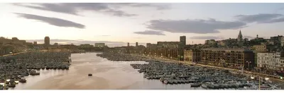 Image de Tableau sur toile port au crepuscule 30x97 cm, Tableau mural moderne pour décoration intérieure