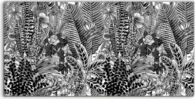 Produktbild von Coloray Spritzschutz aus Glas 140x70  Wandkunst Küchenrückwand Dschungel Skizze Tropische Pflanzen
