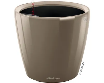 Obrázek produktu pro Plastový samozavlažovací květináč Lechuza Classico Color LS Ø 28 x 26 cm taupe včetně zavlažovacího systému, vložky na rostliny, substrátu a ukazatele hladiny vody