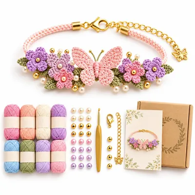 Zdjęcie produktu dla Zestaw do samodzielnego wykonania bransoletek szydełkowych – CROCHETIA, motyl