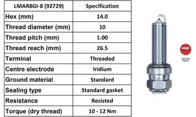 Obrázok produktu pre Zapaľovacia sviečka NGK Laser Iridium - LMAR8GI-8