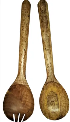 Holz-Servierlöffel & Gabel Set 'Vogelspaziergang' 12 cm