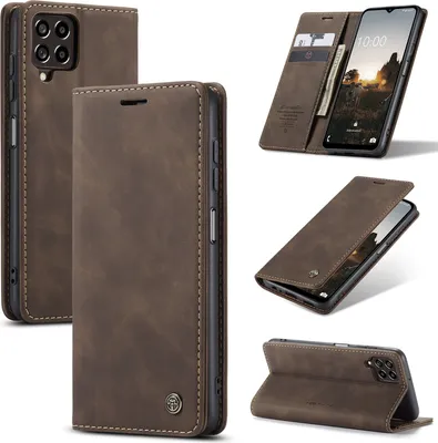 Produktbild von Galaxy M33 Hülle, Retro Kunstledertasche mit Standfunktion Schutzhülle für Samsung Galaxy M33 Kaffee