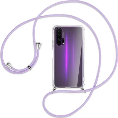Produktbild von Handykette Backcover-Schutzhülle mit Band (Metall silberfarben) für Honor 20 Pro - violett