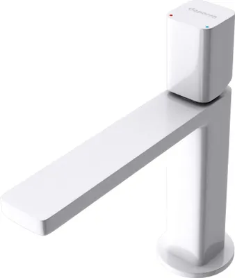 Produktbild von doporro Einhebelmischer Weiß 19,6 cm hoch Waschbeckenarmatur eckig Waschtischarmatur Einlochmontage DIN-Anschluss