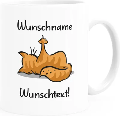 Produktbild von Kaffee-Tasse mit Namen Wunschtext Katze Mittelfinger Fck Dich Kein Bock Bürotasse lustige Kaffeebecher MoonWorks® Uni-Weiß Keramik-Tasse