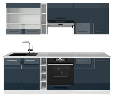 Obrázek produktu pro Kuchyňské linky Vicco Fame-Line Tmavě modrá vysoký lesk/bílá 235 cm bez pracovní desky, Model 49049