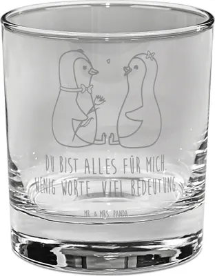 Produktbild von Mr. & Mrs. Panda Glas Pinguin Pärchen - Transparent - Geschenk, gravur, Liebe, Hochzeitsgeschenk, Tumbler, Gin, Cocktailglas, Hochzeit, für
