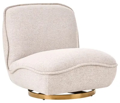 Produktbild von BELIANI Drehsessel Beige u. Gold aus Stoff Ohne Armlehnen Drehbar Drehsockel Modernes Design für Wohnzimmer Schlafzimmer Flur