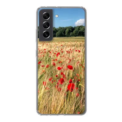 Produktbild von MuchoWow® Handyhülle Schutzhülle Hülle für Samsung Galaxy S21 FE Wilde Mohnblumen auf einem großen Feld Silikon Softcase Handy Hülle - Mobiltelefonhülle