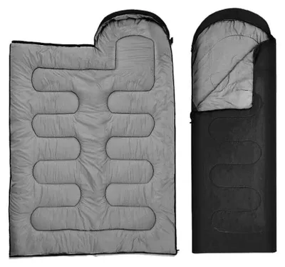 Produktbild von Kapuzenschlafsack, 2-in-1 Reisedecke, Schwarz