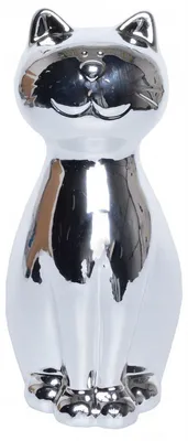 Produktbild von Ewax Sparschwein Katze Silberfarben 18 cm Keramik