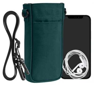Produktbild von kwmobile Handytasche für Smartphones XXL - 7" - Canvas Handy Hülle mit Band - Handy Tasche mit Handykette 16,5 x 10 cm Innenmaße - Azurblau